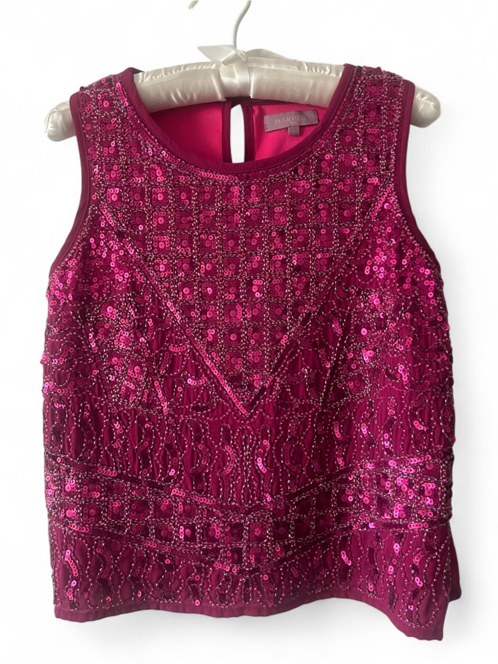 Harper Fuchsia Sequin Embellished Formal Top
